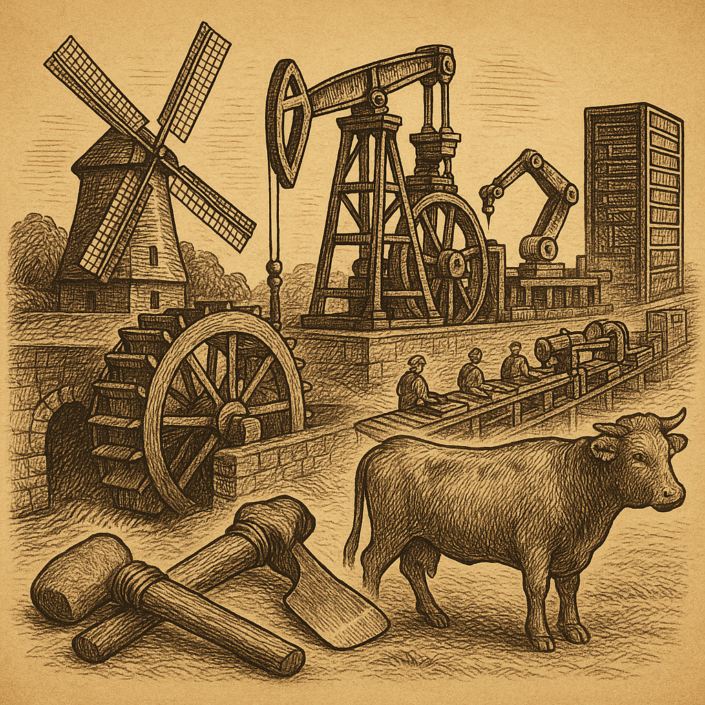 Means of Production — ink-woodcut exhibition of implements of industry